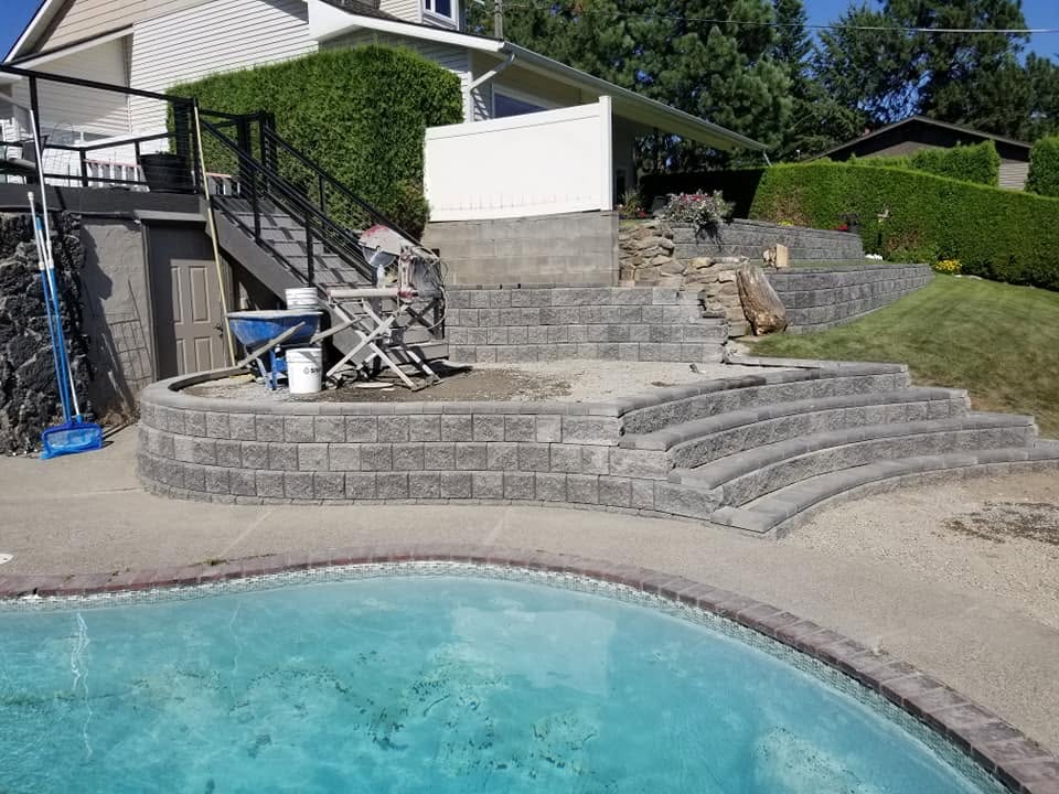 Retaining wall and steps by Elite Hardscapes — Spokane, WA