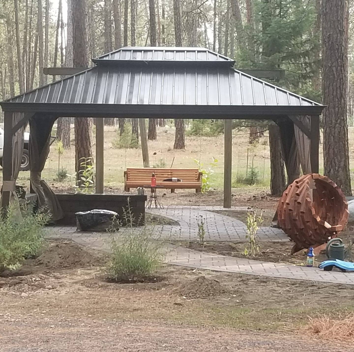 Paver patio and fire pit by Elite Hardscapes — Spokane, WA